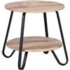 BAKAJI Tavolino Basso da Caffè a 2 Ripiani, Tavolo Struttura in Metallo Nero, Design Industrial Salvaspazio, Ideale per Cucina, Soggiorno, Salone, Ufficio, Portaoggetti Rotondo, 46 x 45 cm (Tortora)