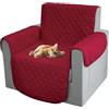 Comart - Copripoltrona Majestic - Copri Poltrona con Braccioli - Telo Trapuntato - Reversibile - Antigraffio - per Cani e Gatti - Lavabile in Lavatrice - Antiscivolo - Bordeaux - Poltrona 1 Posto