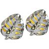 Flair Flower Foglia decorativa a LED in ceramica, oggetto decorativo a LED, luci d'atmosfera, scultura, idea regalo, set da 2, argento