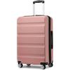 KONO Valigia Media da 61 cm, Valigie Trolley Bagaglio a Mano Rigido Espandibile, Leggera Serratura TSA, 4 Robuste Ruote Girevoli (Nudo, 65 x 43.5 x 25 cm)