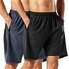 HMIYA Pantaloncini Sportivi da Uomo Running Shorts con Tasca con Zip per Jogging Fitness (Nero e Grigio,3XL)