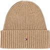 Tommy Hilfiger Uomo Berretto in Maglia Flag Twisted Yarn con Risvolto, Beige (Safari Canvas), Taglia Unica