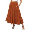 Zeagoo Gonna lunga da donna, a vita alta, estiva, maxi gonna, elegante, linea A, gonna lunga, casual, elasticizzata, con tasche, S-XXL, Colore: arancione., M