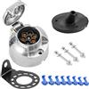 SPARKMOTO Metallo Presa Rimorchio 7 Poli Impermeabile,12V Presa Rimorchio 7 Poli Alluminio per Auto Caravan RV Camion gancio traino Connettori,con Staffa di Montaggio E Guarnizione isolante(Alluminio)