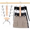 VANZAVANZU Grucce appendiabiti salvaspazio, confezione da 2 grucce per pantaloni in legno a 4 ripiani, con clip, gancio girevole a 360°, versatile