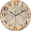 VIKMARI Orologio da Parete 20cm/8 Pollici con Mappa del Mondo Vintage, Legno Stile Industriale Rustico, Silenzioso a Batteria per Interni - Cucina Soggiorno Camera da Letto Ufficio