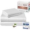 Pizuna Linens Pizuna Set lenzuola letto super king Cotone 180x200 cm Bianco 400 fili 4Pz | Set lenzuola Super King 100% cotone a fiocco lungo, 180x200 cm, colore Bianco, 400 fili - angoli, sopra, 2 federe