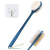 VANZAVANZU Spazzola per doccia con manico lungo antiscivolo, con setole morbide e rigide, spazzola esfoliante per bagno bagnato o asciutto (blu navy)