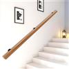 YTLEMON Corrimano per Scale In Legno, Interna Ringhiere Per Scale, Antiscivolo Ringhiera da Parete Legno Massello, Parete Asta di Supporto con Passamano Kit, Con 2 Staffa Per Anziani (wood color, 200cm)