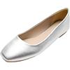 ANUFER Donne Ballerine Punta Squadrata Pelle in Microfibra Senza Allacciatura Scarpe con Décolleté Bianco Opaco SN0707127 EU38
