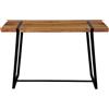 DRW Console Tavolo da ingresso in metallo e piano nero e naturale 110x30x80 cm