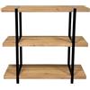DRW Scaffale da pavimento con 3 ripiani in metallo nero e naturale, 90 x 30 x 100 cm
