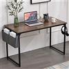 BAKAJI Scrivania Tavolo da Lavoro Porta Pc Computer Piano in Legno MDF con Struttura in Metallo Organizer Portatutto in Tessuto e Gancio Casa Ufficio Design Moderno Industriale 120 x 60 x H74 cm