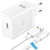 YuSailng 80W Caricatore Rapido con Cavo USB C 2M SUPERVOOC Charge per OPPO Find X5 X3/2Neo/Reno12 11 F 10 8 Pro,Caricatore Rapido Charge VOOC con Cavo USB Type-C per OnePlus 12 12R 11 9 Pro Nord 2T CE 4 3 Lite