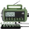 ROCAM 12000 mAh Radio Portatile Ricaricabile,AM/FM/SW Radio di Emergenza Solare,Dinamo, Allarme SOS, Radiolina Portatile, Ricaricabile,Lampada da Lettura, Usb/Tipo C,Radio di Sopravvivenza Impermeabile