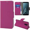 N NEWTOP Cover Compatibile per Samsung Galaxy A6 Plus 2018, HQ Lateral Custodia Libro Flip Magnetica Portafoglio Simil Pelle Stand Protettiva (Fucsia)