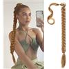 Gkaopi Lunga Estensione Coda di Cavallo,80 cm Treccia Lunga Coda Finta Capelli Coda con Elastico Lunghi Sintetico Ponytail Extension Capelli per Trecce per Donna