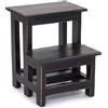 DESIGN DELIGHTS Scaletta a pedale, 46 x 37 x 37 cm (altezza x larghezza x profondità), in legno vecchio, a due livelli, scala a pioli, per uso domestico, colore: 09 Voodoo - nero