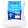 Flowen Cuscini Letto Coppia di Guanciali 65x65 per Dormire Imbottitura Standard Antiacaro Anallergico Traspirante Quadrati per Matrimoniale Singolo con Federa in Poliestere Lavabile