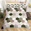 Loussiesd Copripiumino da Donna a Nido d'Ape, Design Geometrico, Reversibile, Decorazione in Marmo Esagonale, per Bambini e Adulti, Colore: Verde Metallizzato Grigio