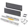 Emuca - Cassetto Vertex Push Sincro, regolazione 3D, guide per cassetti H 178mm, 40kg, profondità 450mm, Acciaio, Grigio antracite
