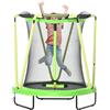 ZONEKIZ Trampolino Elastico Ø140x155cm per Bambini 3-10 Anni, Tappeto Elastico con Rete di Sicurezza, Canestro, Palla da Basket e Palline, Verde