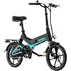 HITWAY Bici Elettrica BK2 di 250W di Alta Prestazione - Telaio di Lega 16 Pieghevole, 25 km/h, Batteria 7,8Ah,35-70KM Ebike, Perfetta per Adulti e Giovani, con Schermo Intelligente e Freni a Disco