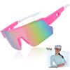 UVVRUR Occhiali da sole sportivi polarizzati per uomo e donna, protezione UV400, per attività all'aperto come ciclismo, sci, escursionismo (rosa)