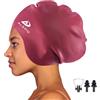 Alepo Cuffia da nuoto extra large da uomo e donna, in silicone resistente, con protezione per le orecchie, unisex, per adulti, per le estensioni dei capelli afro (bordeaux)