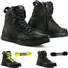 SHIMA Rebel WP, Impermeabili Scarpe Moto Uomo - Traspiranti, Rinforzate Stivali Moto Uomo in Pelle, Supporto alla Caviglia, Suola Antiscivolo, Impugnatura del Cambio (Nero, 46)