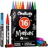 Chalkola 16 Pennarelli a Gesso Punta Extra Fine 1 mm per Lavagna e Vetro | Gesso Liquido Cancellabile per Finestre, Lavagne in Acrilico, Specchi, Auto - Pennarelli Sottili per Lavagna, Set da 16