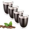 Mesybveo Set di 4 Tazze da Espresso a Doppia Parete, 350 ML Bicchieri espresso, Tazze da caffè isolamento per vetro borosilicato, Adatto per latte, macchiato, cappuccino, birra, latte, tè