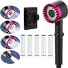 MEIYAXINWIN Soffione Doccia Anticalcare con 5 Filtro e 1 Staffa, 3+1Modalità Alta Pressione Doccetta per Doccia e Shower Head con Pulsante di Arresto