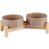 Havniva Set di ciotole doppie rialzate in ceramica da 13 cm, con supporto in legno, ciotole rialzate per cibo e acqua per cani di razza giocattolo, gatti, gattini, piatti ponderati per cani e animali