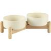 Havniva Set di ciotole doppie rialzate in ceramica da 13 cm, con supporto in legno, ciotole rialzate per cibo e acqua per cani di razza giocattolo, gatti, gattini, piatti ponderati per cani e animali