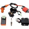 WOOSTAR 6 Pin AC Da Corsa CDI Box Bobina di Accensione 12V Raddrizzatore del Regolatore di Tensione Candela D8TC Sostituzione per CG 125cc 150cc 250cc motore verticale cinese ATV 4 ruote Quad Go Kart