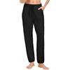 Vlazom Pantaloni del Pigiama Donna A Righe Cotone Lungo Morbidi Pantaloni da Notte con Tasche per Loungewear Casa Tempo Libero，Nero，L