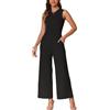 Allegra K Donna Tuta Estiva Elegante Casual Un Pezzo Abiti Senza Maniche Girocollo Pantaloni A Gamba Larga Nero S