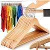 Retoo Grucce Legno Naturale, Set 10 Pezzi, Gancio Girevole 360°, Antiscivolo, Resistenti Universali Armadio per Giacche Abiti Camicie