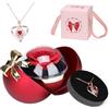 Senprity Scatola di rose rosse conservate, fiori eterni con collana di cuori regalo per la mamma, la fidanzata e la moglie a Natale, San Valentino, Festa della Mamma, Anniversario.