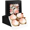 Gcardist Confezione da 12 scatole per cupcake pop-up automatiche con finestra - Nere - 16 x 16 x 7,6 cm - Scatole da forno per porta-cupcake, scatole per cupcake (6,3 x 6,3 x 3 pollici)
