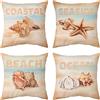 MFCGHXR Cuscini Divano cuscini Federe per Cuscini,Fodere Cuscini a Tema Marino Confezione da Federe per Cuscini Spiaggia Oceano 4 Cuscin i Blu Mare 45x45 Cm Fode ra per Cuscin o Stella Marin a da Spiaggia