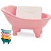 Dodococa - Portasapone in ceramica per vasca da bagno, piccolo contenitore per trucchi, per criceti, vasca, colore: rosa