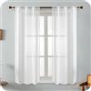 GIRASOLE HOME Coppia Tende Haiti Filtranti Simil Lino con Trama a Croci 2 Pannelli con Tasca e Passanti Nascosti (Bianco, 70x130cm)