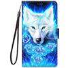YKTO per Honor X7a Custodia Creativo Dipinto PU in Pelle Wallet Card Holder Flip Caso Custodia Portafogli Protezione Coin Pocket Stand Function Cover per Honor X7a,Lupo bianco
