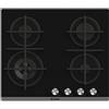 Candy Elite CVG6BF4WEB - Piano cottura a gas su vetro, 60 cm, bruciatore wok, supporti padella in ghisa, comandi frontali, vetro nero