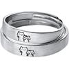 IMINI Anelli di coppia in argento sterling con bel gatto per lei e lui regolabili per compleanno matrimonio fidanzamento amore senza fine set di anelli coordinati gioielli regalo per donne e uomini, Argento