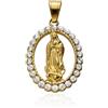 AVANCY Medaglia Vergine Miracolosa Zirconi Acciaio 316 L Placcato Oro 18 Klt. Dimensioni sagoma 25 x 35 mm., Virgen del Rocío medalla Unisex, Acciaio inossidabile placcato oro 18 Klt, Acciaio 316L