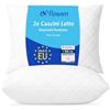 Flowen Cuscini Letto Coppia di Guanciali 50x70 per Dormire Imbottitura Standard Antiacaro Anallergico Traspirante Rettangolare per Matrimoniale Singolo con Federa in Cotone e Poliest. Sfoderabile e Lavabile