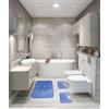 HOME ZEN HOUSEHOLD LINEN Set di 3 pezzi Tappetino da Bagno Stone, Tappeto doccia 45x75 cm, 2 Tappeti WC 45x38 cm, Memory Foam, Antiscivolo (BLU)